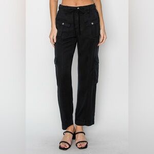 Black Cargo Drawstring Pants - Women